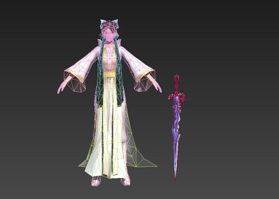 女人长发帅气剑古代写实