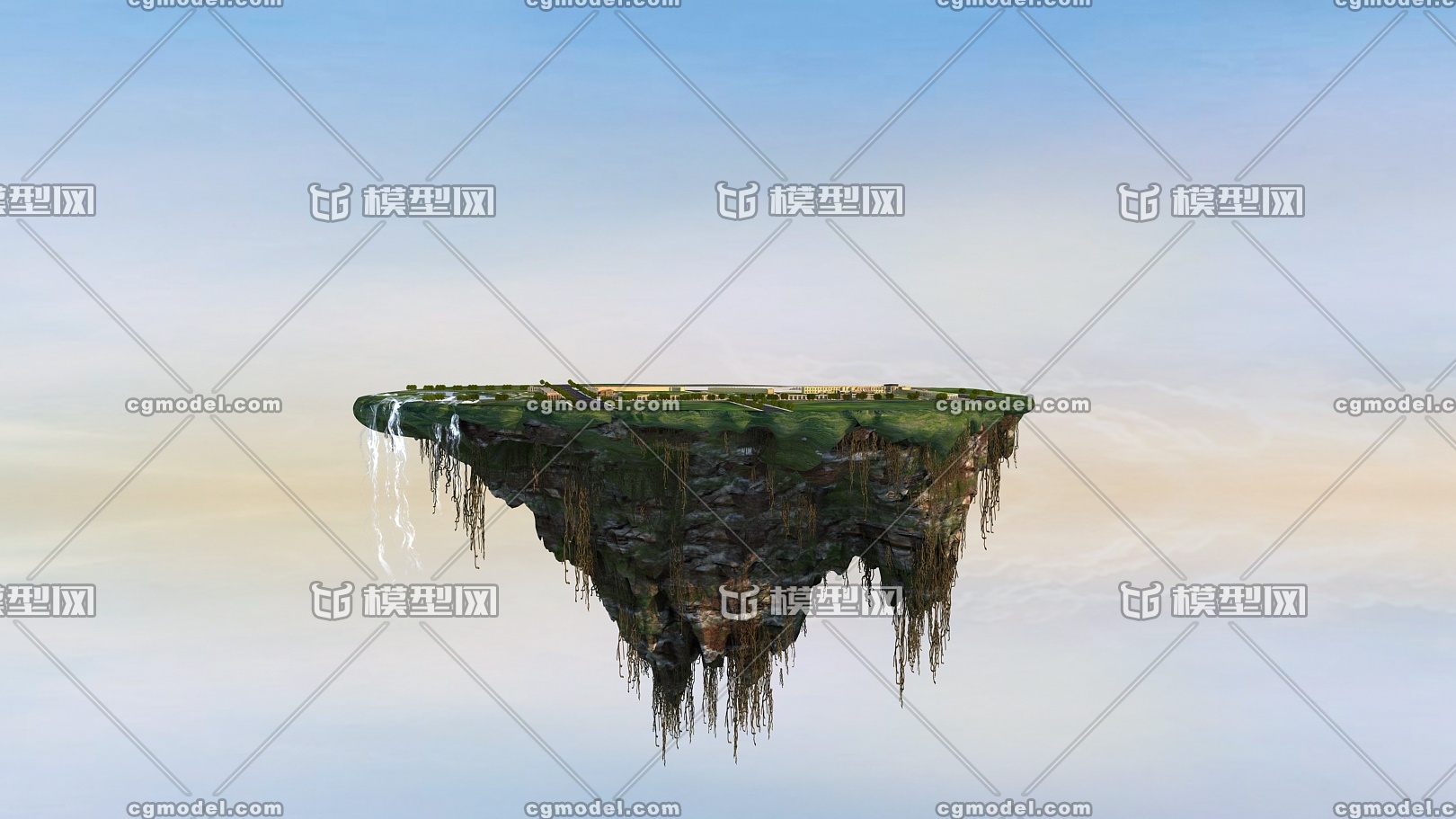 空中岛屿悬浮岛悬空岛悬浮山石头