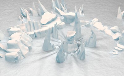 卡通冰山 冰窟 海上冰山 海面 雪山 冰_小寒冰作品_场景自然场景_cg