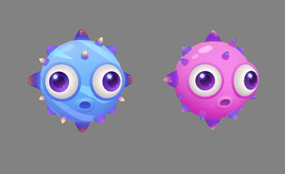 6个低级海胆卡通海洋生物可爱刺球