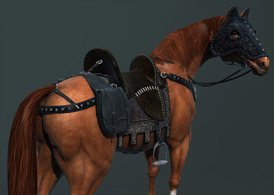 带绑定和动画的战马,骏马,马,写实马3d模型