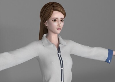 女学生 衬衫 牛仔裤_大衍真人作品_人物女人_cg模型网