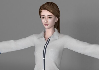 女学生 衬衫 牛仔裤_大衍真人作品_人物女人_cg模型网