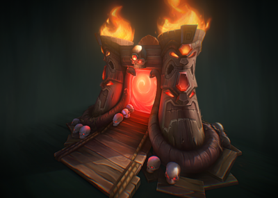 高精度手绘低模传送门 魔界入口 地狱门 火焰高模