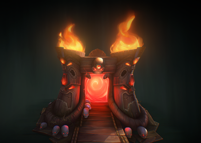 高精度手绘低模传送门 魔界入口 地狱门 火焰高模