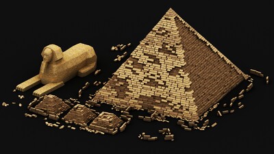 高精度埃及金字塔模型可三渲二可影视
