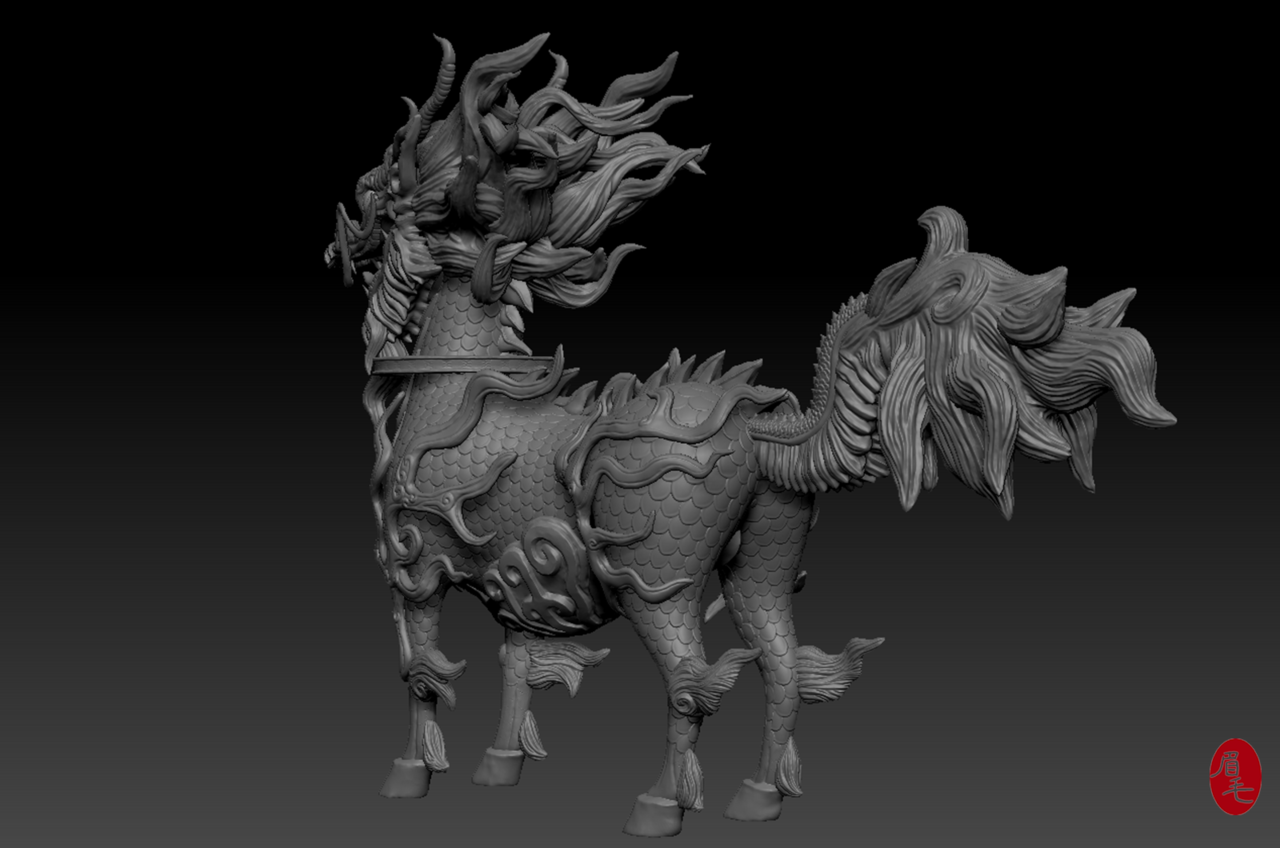 麒麟(仿) _眉毛鼻毛一样长作品_角色/人物/生物_cg模型网