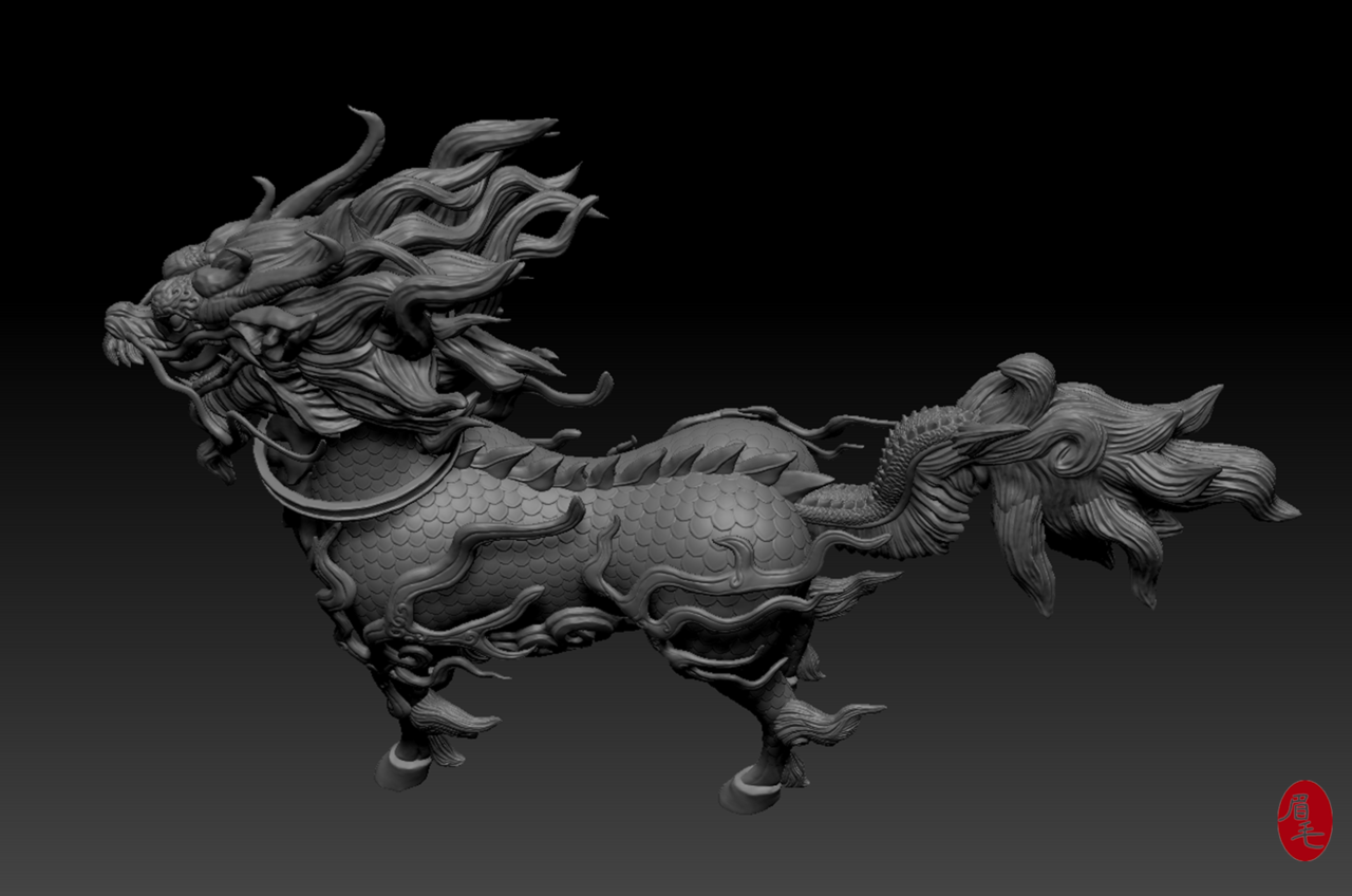 麒麟(仿) _眉毛鼻毛一样长作品_角色/人物/生物_cg模型网