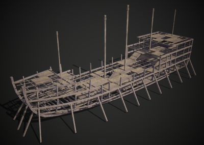次世代古代战船龙骨船架Keel 艏柱船尾柱模型-古代船/仿古船模型库-3ds 