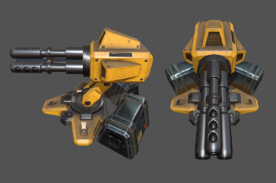 次时代格林机关枪 机关炮 防御炮塔 塔防武器模型