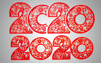 2020字体 数字 剪纸字体 美陈字体 2020年 新年