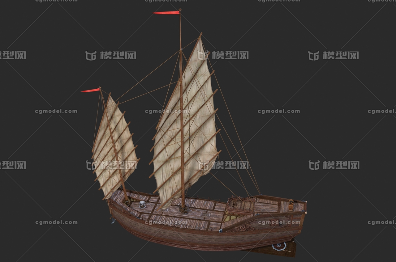 PBR 中国古代战船模型-古代船/仿古船模型库-3ds Max(.max)模型下载-cg模型网