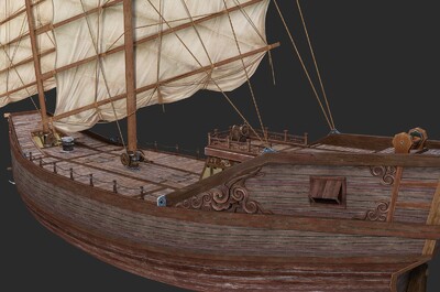 PBR 中国古代战船模型-古代船/仿古船模型库-3ds Max(.max)模型下载-cg模型网