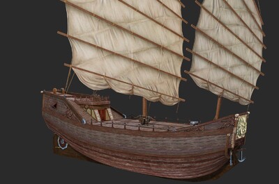 pbr 中国古代战船 帆船 福船 广船 _c5银河作品_船艇古代船/仿古船_cg