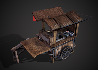 写实 日式一角 日本 拉面店 拉面摊 快餐车 路边摊 小摊 路边小吃