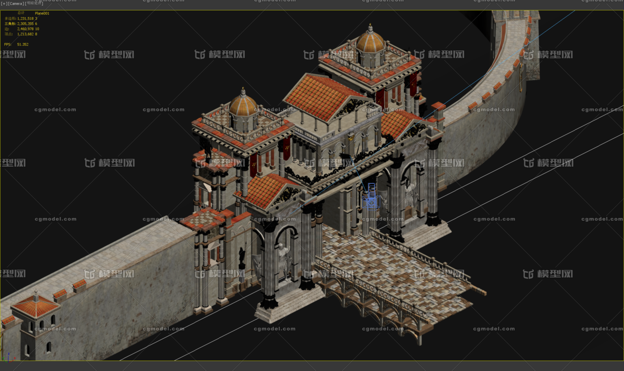 三渲二中世纪罗马城墙可游戏_小鸡仔作品_建筑历史建筑_cg模型网