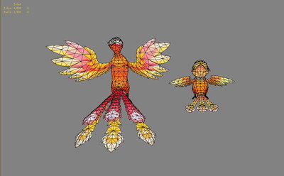 2只火鸟 卡通凤凰 神鸟 q版朱雀 小鸟 幼鸟