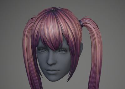 次世代 pbr 女性 双马尾 美女 披肩发 长发 发型 头发 马尾辫