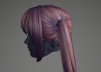 次世代 pbr 女性 双马尾 美女 披肩发 长发 发型 头发 马尾辫