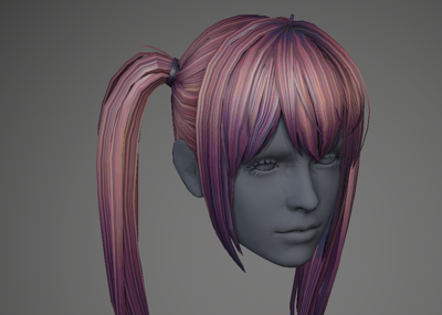 次世代 pbr 女性 双马尾 美女 披肩发 长发 发型 头发 马尾辫