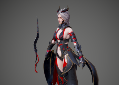 次世代 pbr 性感 女刺客 女杀手 女战士 大法师 魔导士 恶魔套装 大魔