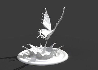 水花蝴蝶雕塑摆件3d打印