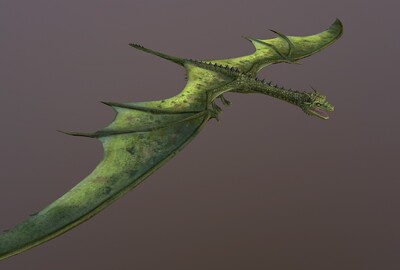 写实 挪威脊背龙  魔法世界 次世代 贴图 飞龙  绿龙