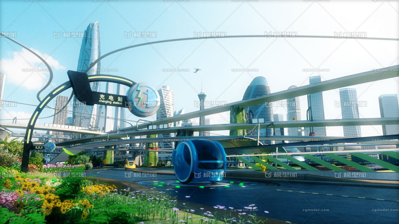 未来城市 未来世界 科幻建筑 悬_小红模型作品_场景科幻场景_cg模型网