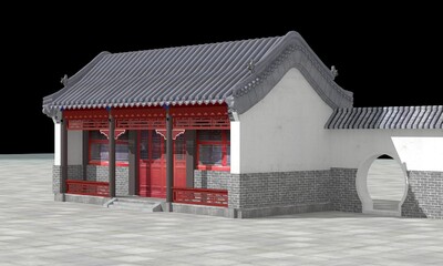 四合院东西厢房明清古建厢房过门