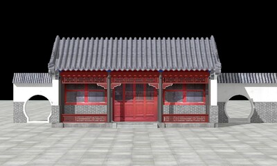 四合院东西厢房明清古建厢房过门