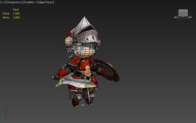 带绑定和动画的卡通q版战士,狂战士3d模型