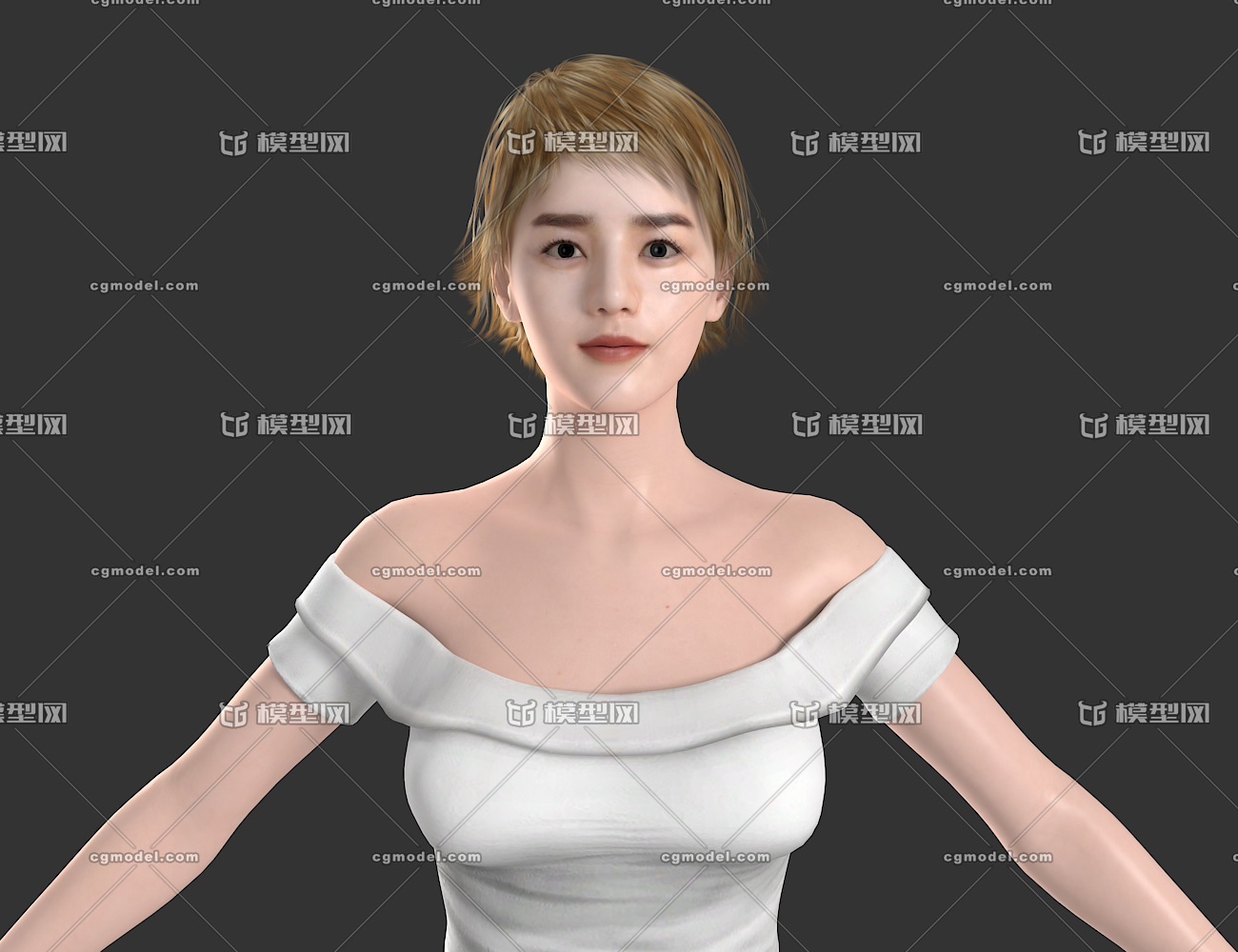 中国美女角色模型 亚洲女性 长发 背_亚多的门作品_人物女人_cg模型网