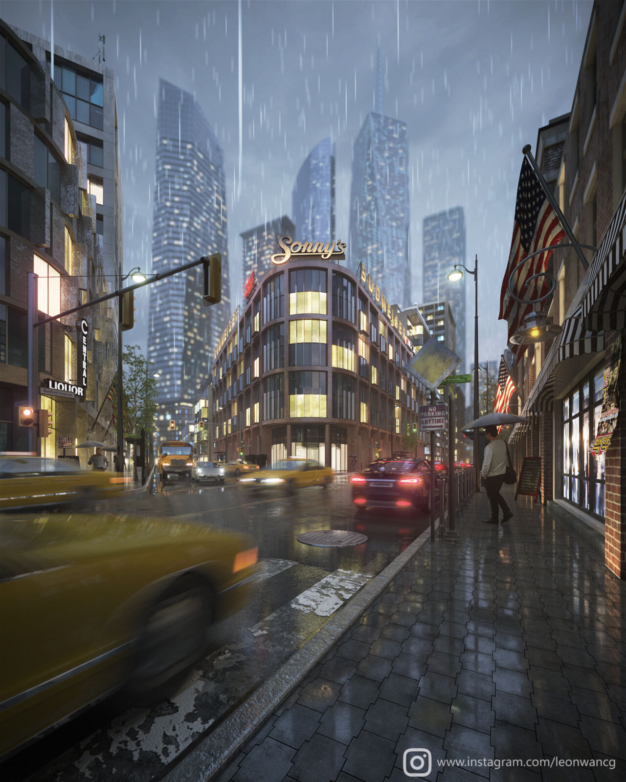 城市街道渲染-前期:3dsmax&_cgleon1993作品_场景/空间/建筑_cg模型网