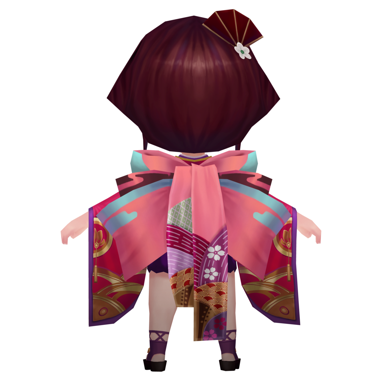 q版阴阳师小神乐手绘游戏模型