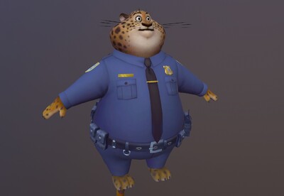 卡通 猎豹警官 clawhauser 疯狂动物城 花豹 警模型