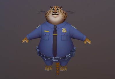 卡通 猎豹警官 clawhauser 疯狂动物城 花豹 警模型