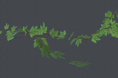 8种pbr次时代爬藤,藤蔓植物游戏简模3d模型