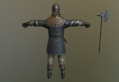 中世纪守城士兵  pbr 西方 古代 斧头兵  战士