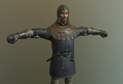 中世纪守城士兵  pbr 西方 古代 斧头兵  战士