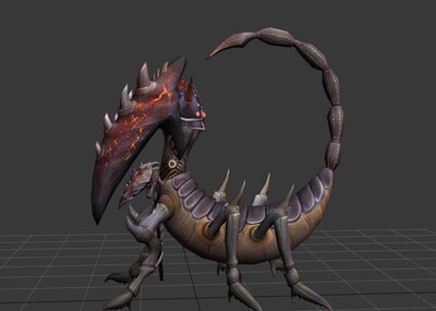 怪物 蝎子 蝎子王 boss 动画 绑定 动作 游戏模型 手绘贴图