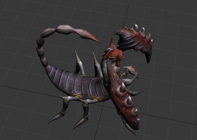 怪物 蝎子 蝎子王 boss 动画 绑定 动作 游戏模型 手绘贴图