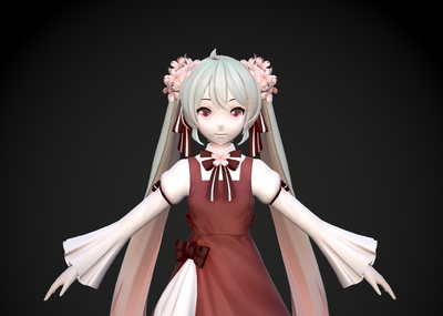 双马尾樱花少女_晓美焰作品_人物女人_cg模型网