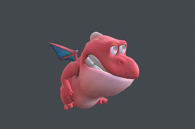 带绑定和动画的pbr次时代材质卡通小恐龙3d模型