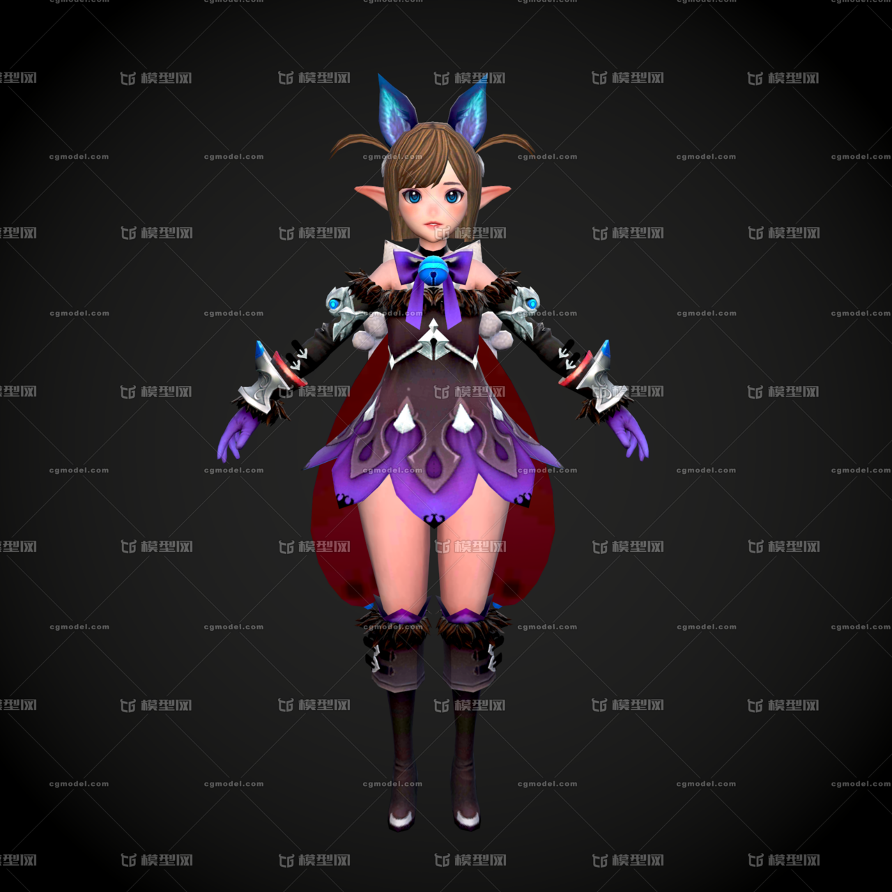 精灵小萝莉魔法猫咪_晓美焰作品_人物孩子-女_cg模型网