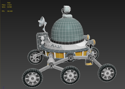 多边形 卡通 q版 可爱 探月车 登月车 月球车 宇宙侦探车 火星登录器