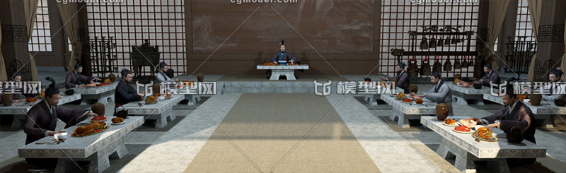 古代庆功宴 宴会模型-古代场景模型库-3ds Max(.max)模型下载-cg模型网