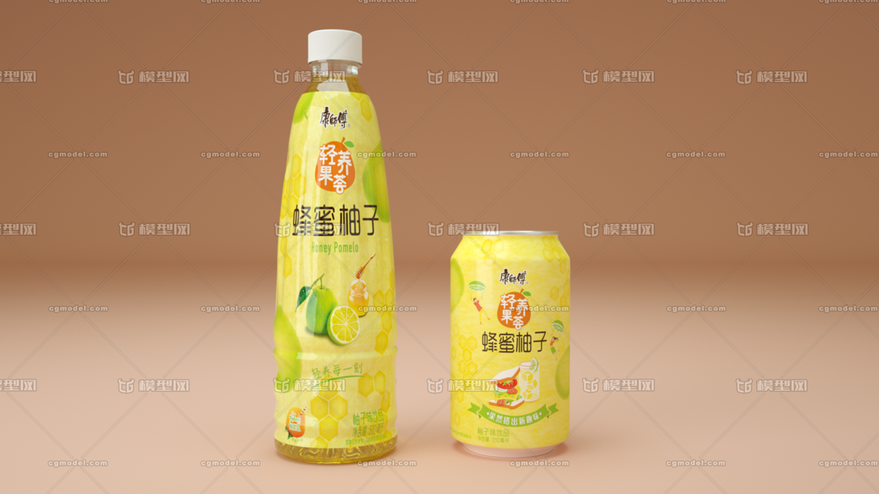 康师傅 蜂蜜柚子茶 易拉罐 饮料(内含c4d,mb,fbx格式文件)