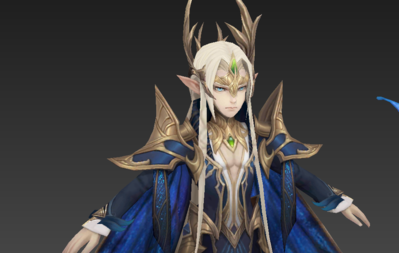 q版帅气逼人的精灵王子带一只小精灵