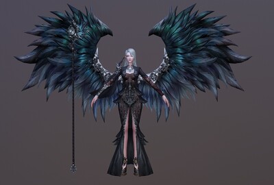 手绘 暗黑 大天使 【有动画】黑暗女神   angel