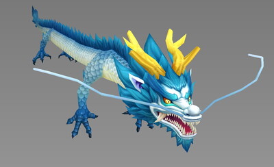 手绘蓝龙中国龙神龙四海龙王蛟龙